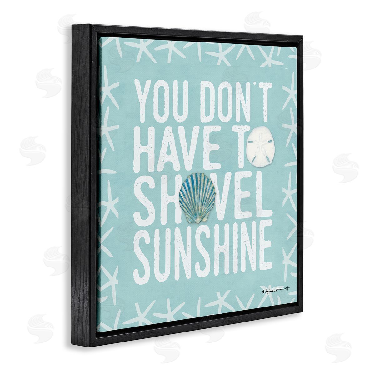 Stephanie Workman Marrott Don't Have to Shovel Sunshine Funny Nautical Winter Black Floating Frame Canvas Wall Art Print