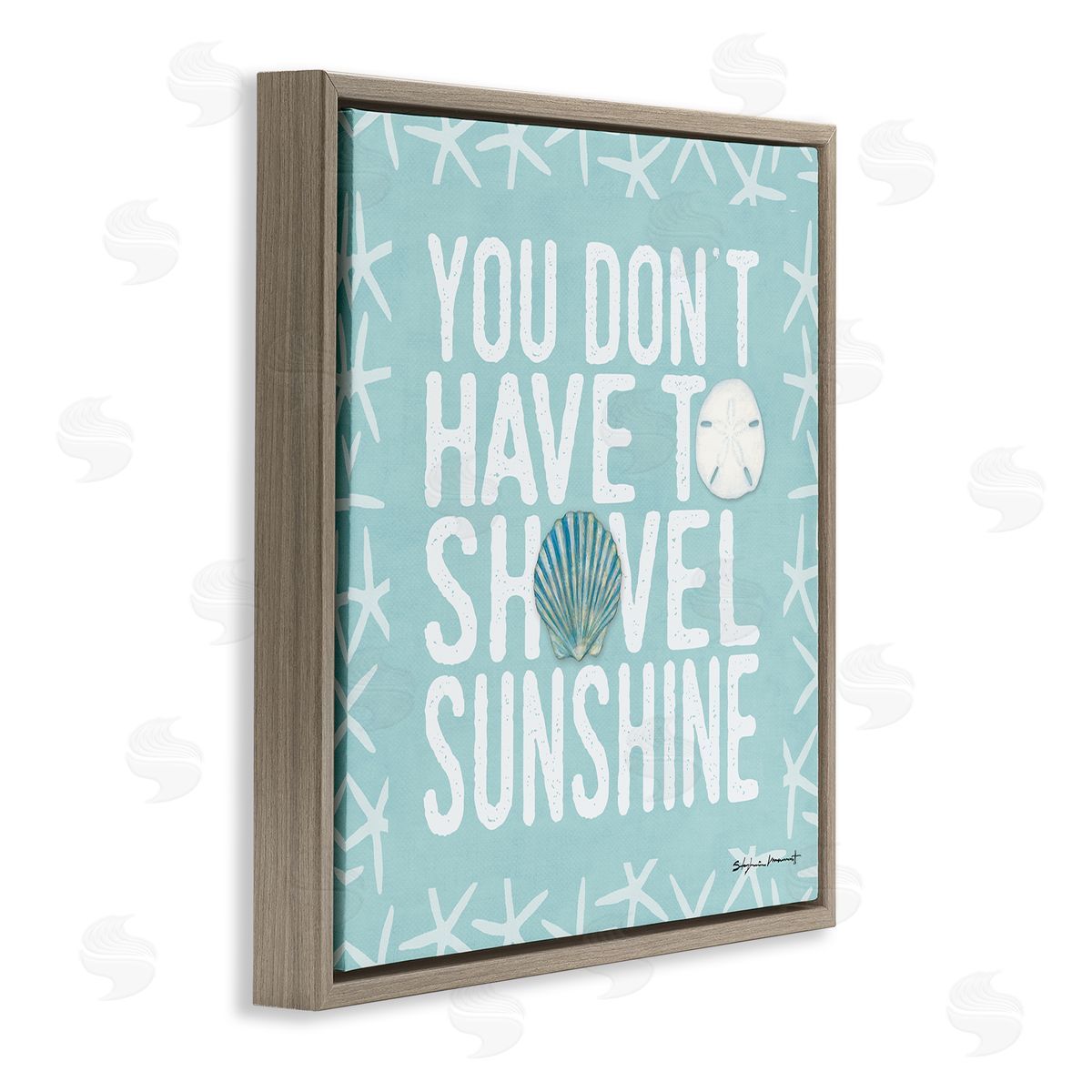 Stephanie Workman Marrott Don't Have to Shovel Sunshine Funny Nautical Winter Brown Floating Frame Canvas Wall Art Print