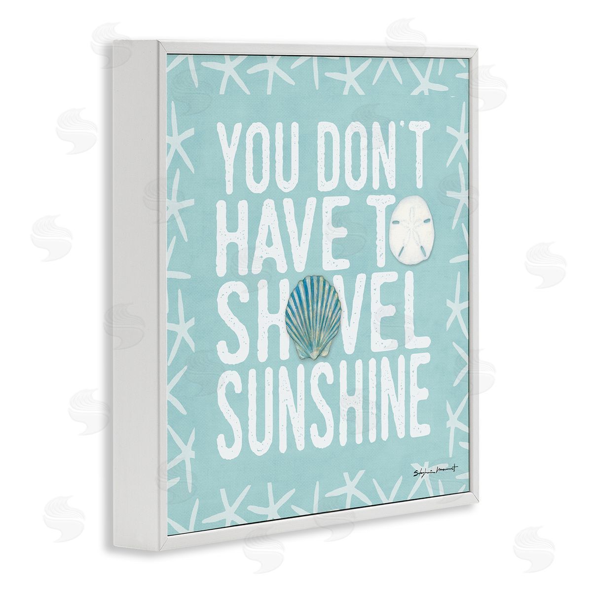 Stephanie Workman Marrott Don't Have to Shovel Sunshine Funny Nautical Winter White Framed Glicee Wall Art Print