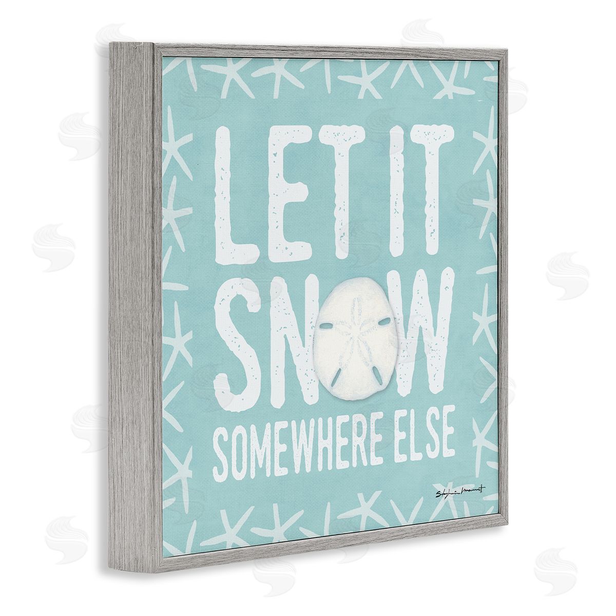 Stephanie Workman Marrott Let It Snow Somewhere Else Phrase Nautical Winter Gray Framed Glicee Wall Art Print