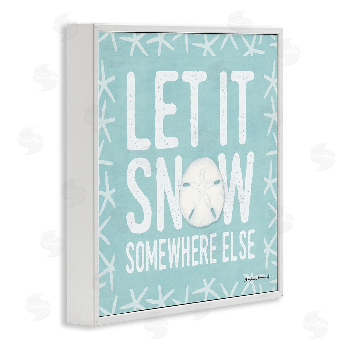 Stephanie Workman Marrott Let It Snow Somewhere Else Phrase Nautical Winter White Framed Glicee Wall Art Print