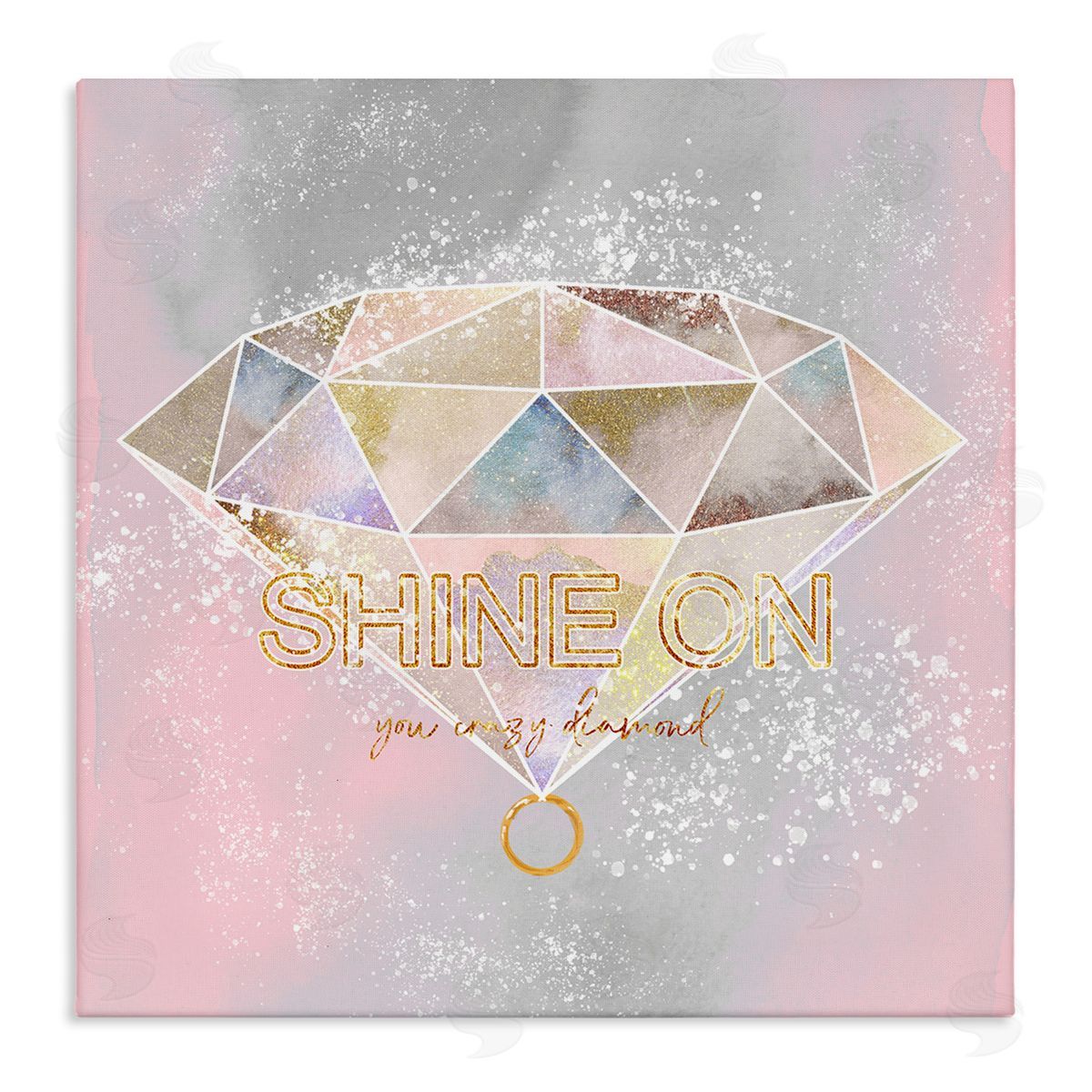 Ziwei Li Shine On Crazy Diamond Glam Pink Geometric Pattern Stretched Canvas Wall Art Print