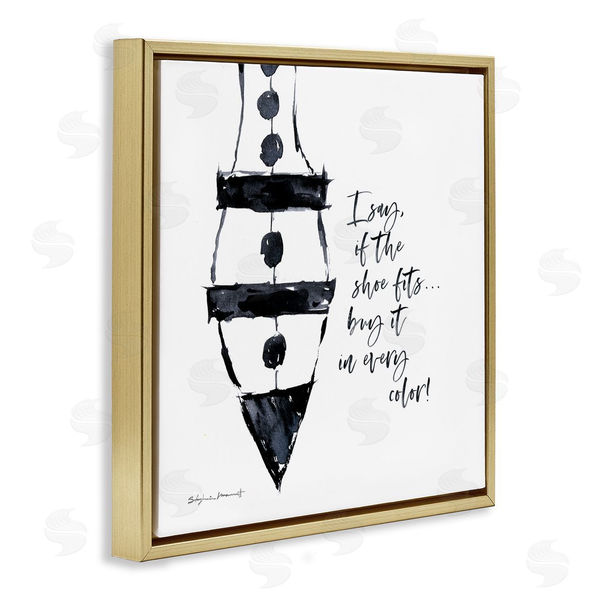 Stephanie Workman Marrott Shoe Fits Buy Every Color Fashion Heel Glam Gold Floating Frame Canvas Wall Art Print