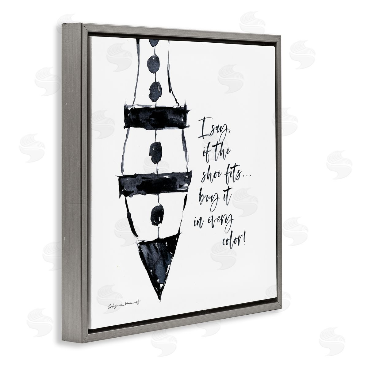 Stephanie Workman Marrott Shoe Fits Buy Every Color Fashion Heel Glam Gray Floating Frame Canvas Wall Art Print