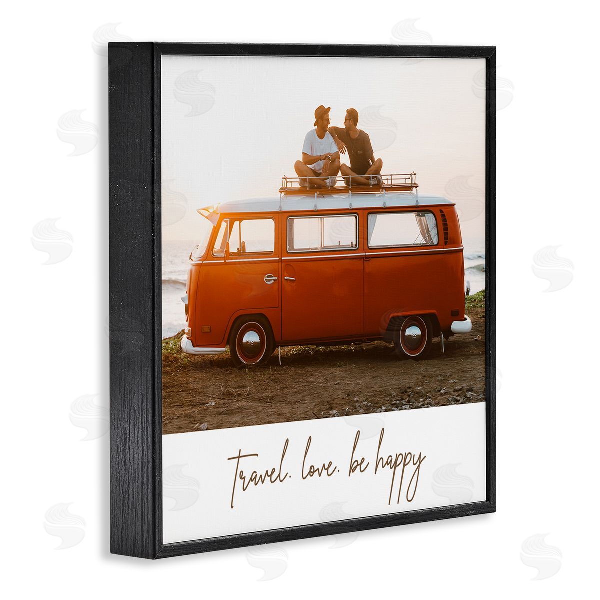 Birch & Ink Travel Love Happy Phrase Retro Beach Van Romance Black Framed Glicee Wall Art Print