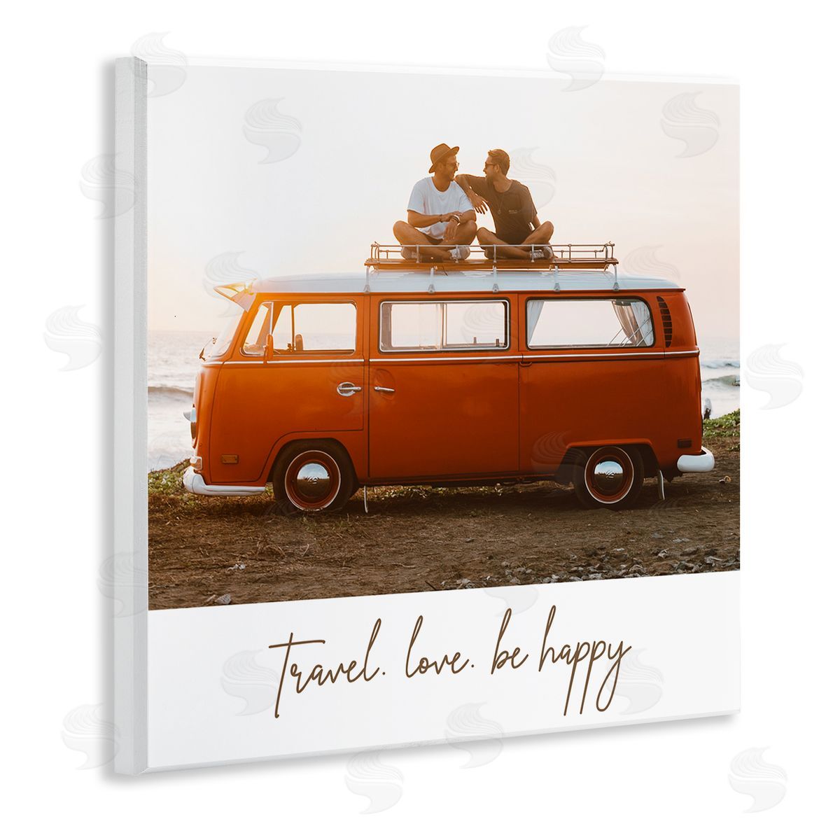 Birch & Ink Travel Love Happy Phrase Retro Beach Van Romance Wooden Wall Plaque Art Print