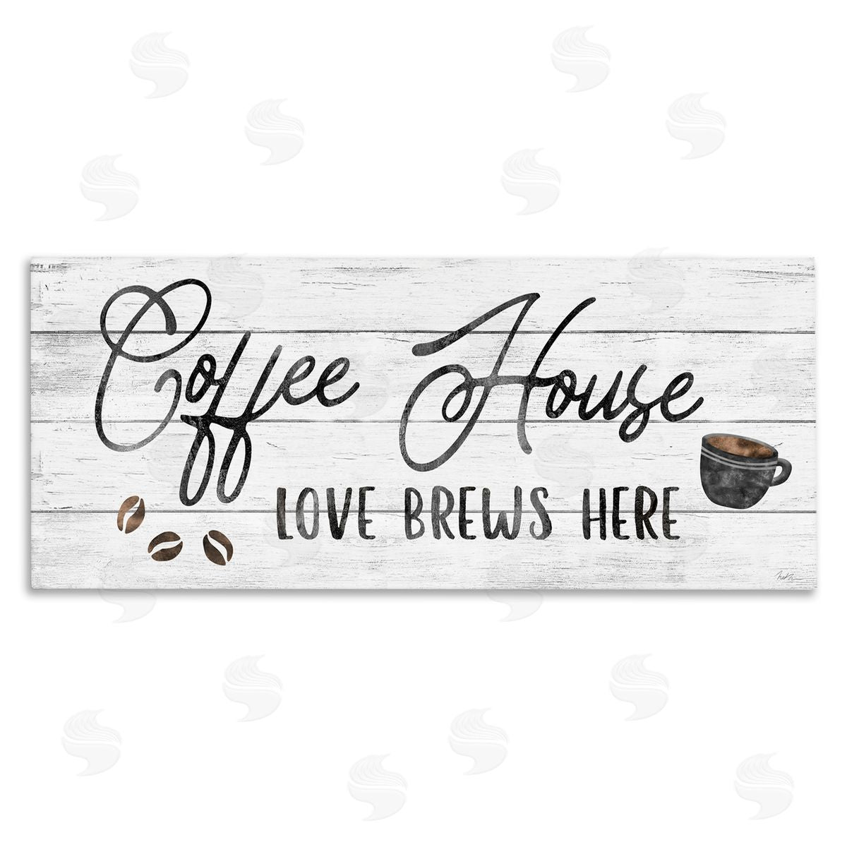 Coffee House Love Brews Here Canvas Wall Art, Home Decor by Natalie Carpentieri