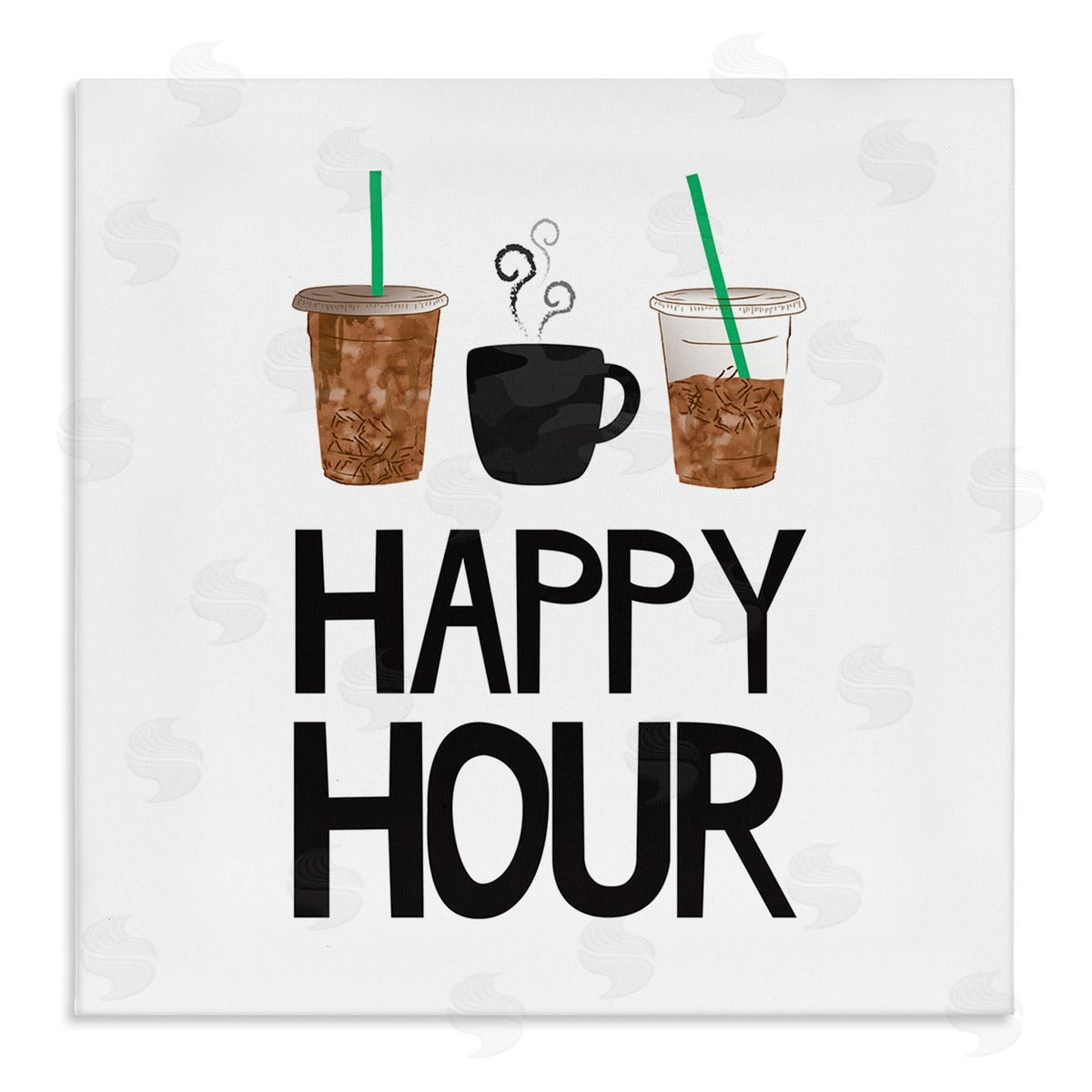 Happy Hour Iced Coffee Drinks Canvas Wall Art, Home Decor by Jennifer McCully
