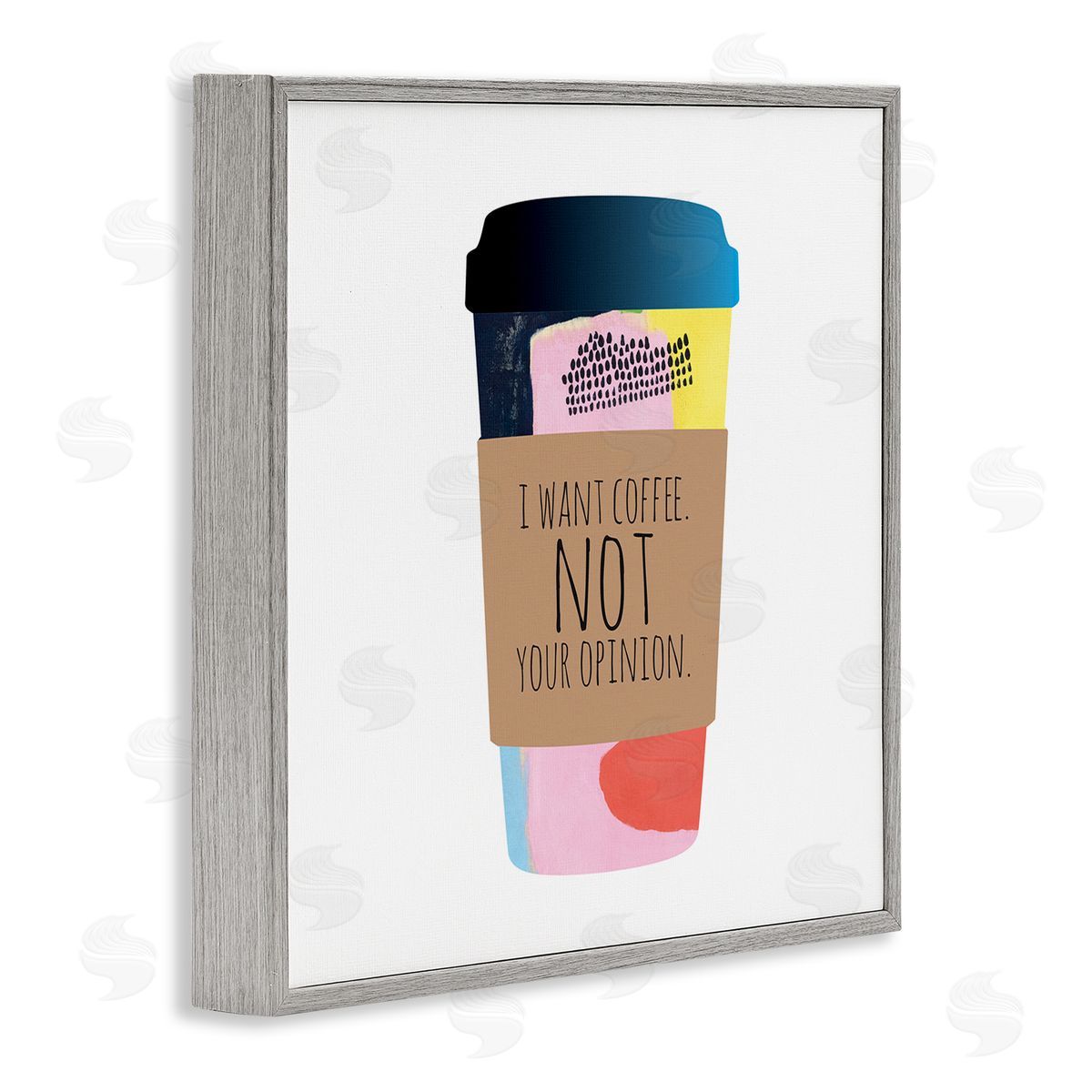 Jennifer McCully Want Coffee Not Your Opinion Funny Phrase Gray Framed Glicee Wall Art Print