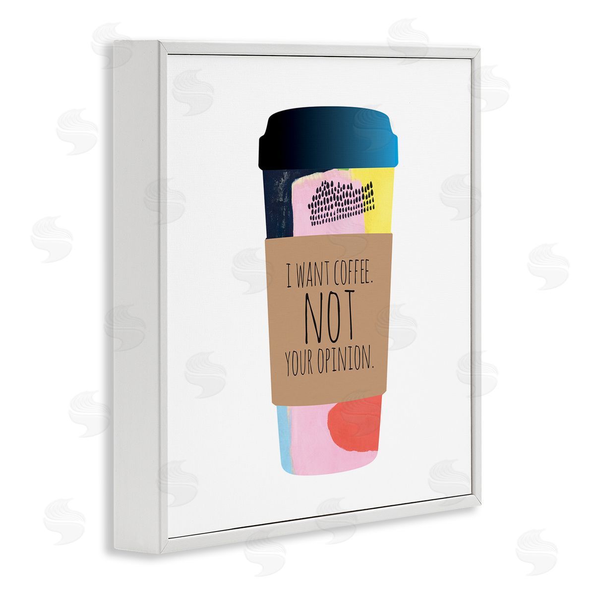 Jennifer McCully Want Coffee Not Your Opinion Funny Phrase White Framed Glicee Wall Art Print
