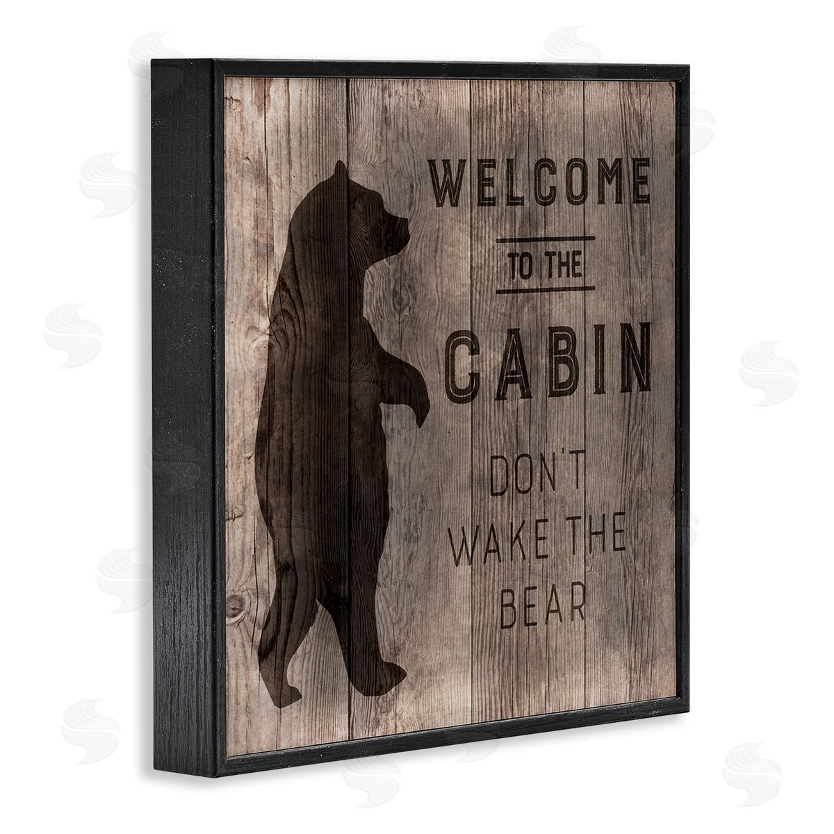 CAD Designs Welcome to Cabin Don�t Wake Bear Rustic Phrase Black Framed Glicee Wall Art Print
