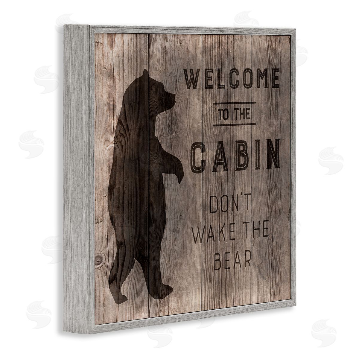 CAD Designs Welcome to Cabin Don�t Wake Bear Rustic Phrase Gray Framed Glicee Wall Art Print