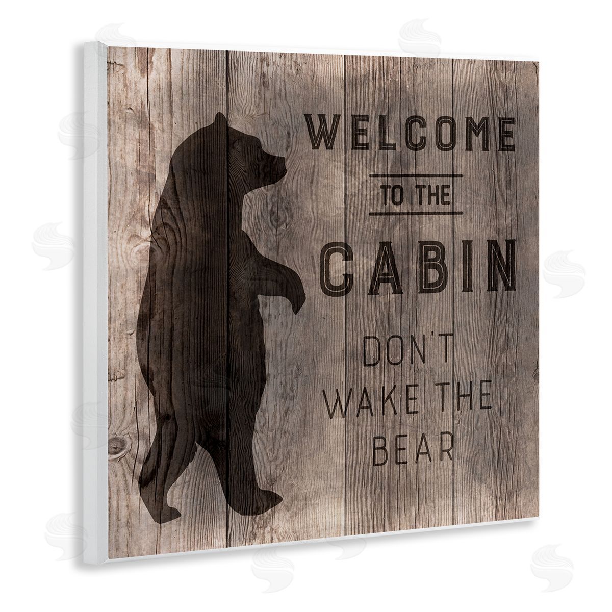 CAD Designs Welcome to Cabin Don�t Wake Bear Rustic Phrase Wooden Wall Plaque Art Print