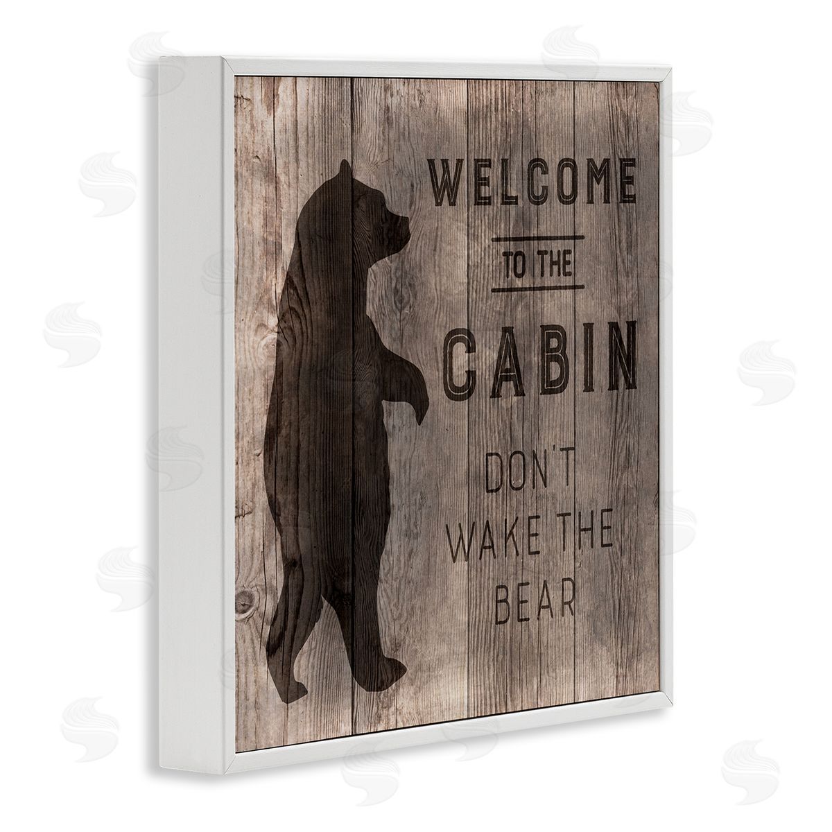 CAD Designs Welcome to Cabin Don�t Wake Bear Rustic Phrase White Framed Glicee Wall Art Print