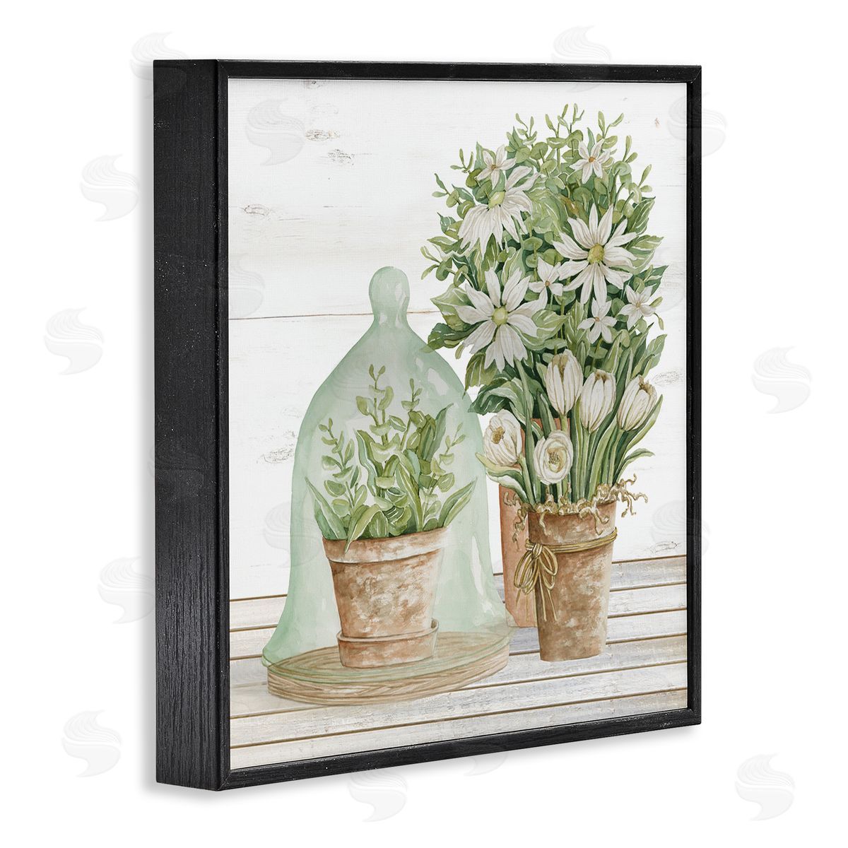 Cindy Jacobs Traditional Country Floral Tabletop Still Life Plant Cloche Black Framed Glicee Wall Art Print