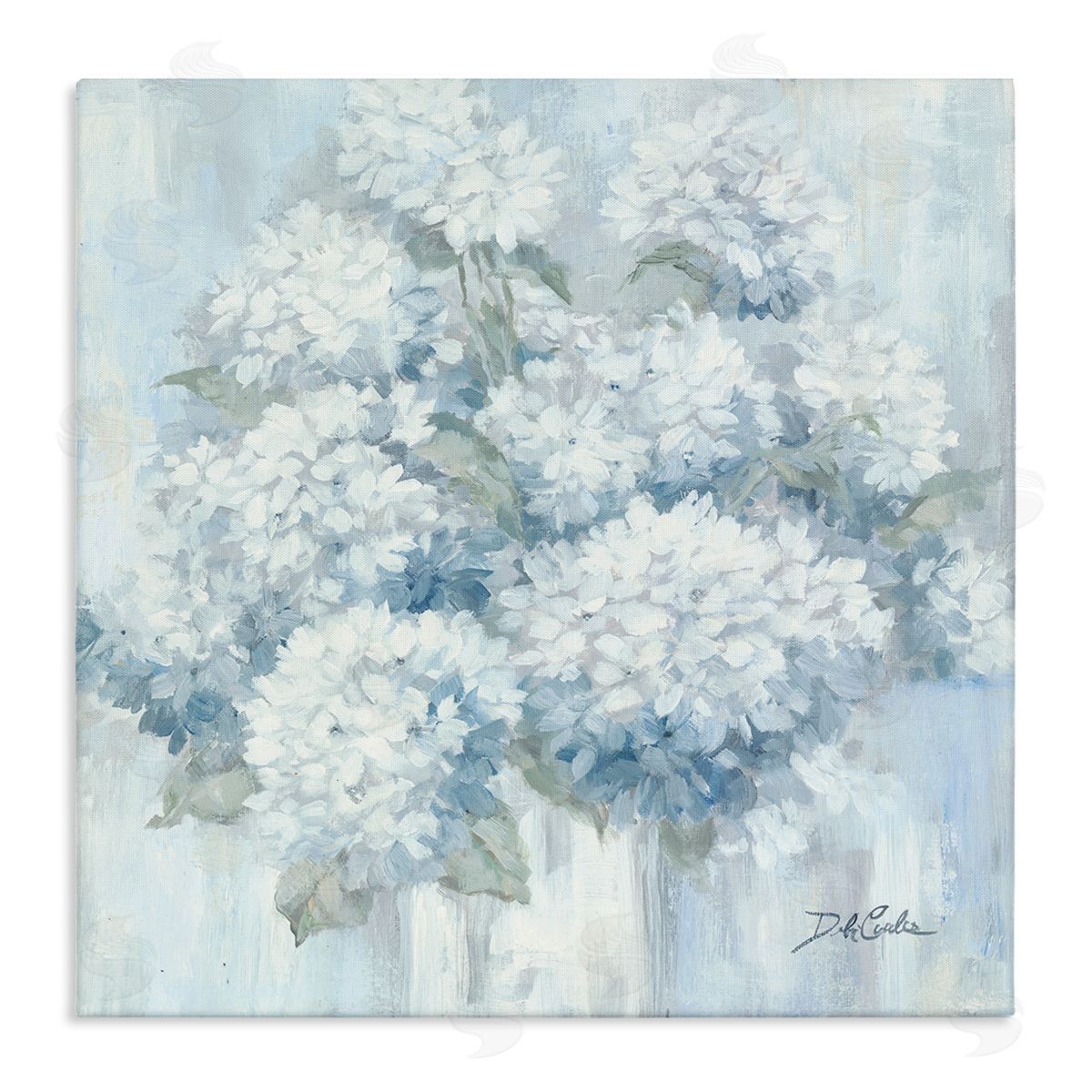 Soft Blue Hydrangea Painting Canvas Wall Art, Home Decor by Debi Coules