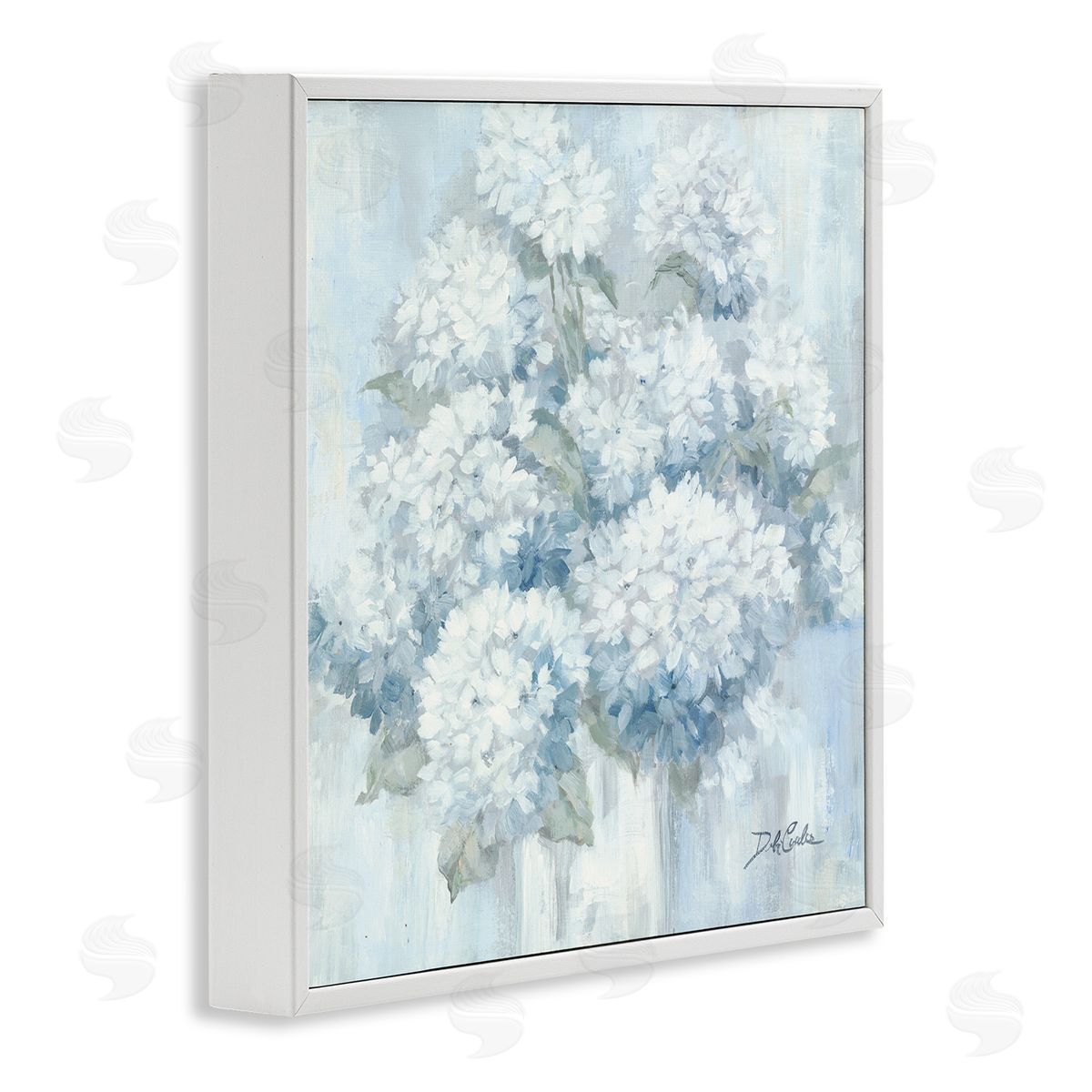 Soft Blue Hydrangea Painting White Frame Print Wall Art, Home Decor by Debi Coules
