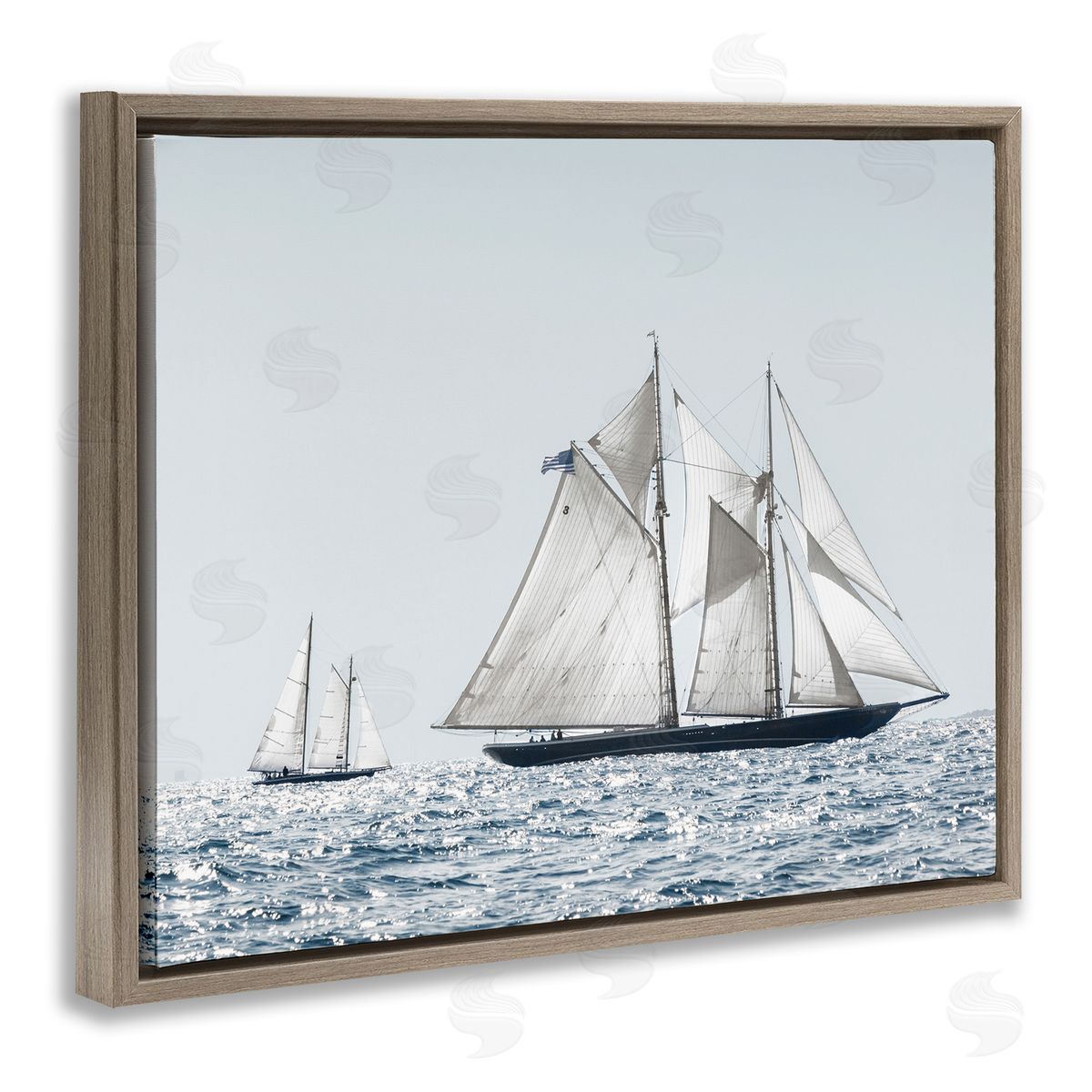 Traditional Sailboat Photograph Brown Floating Frame Canvas Wall Art, Home Decor by Danita Delimont