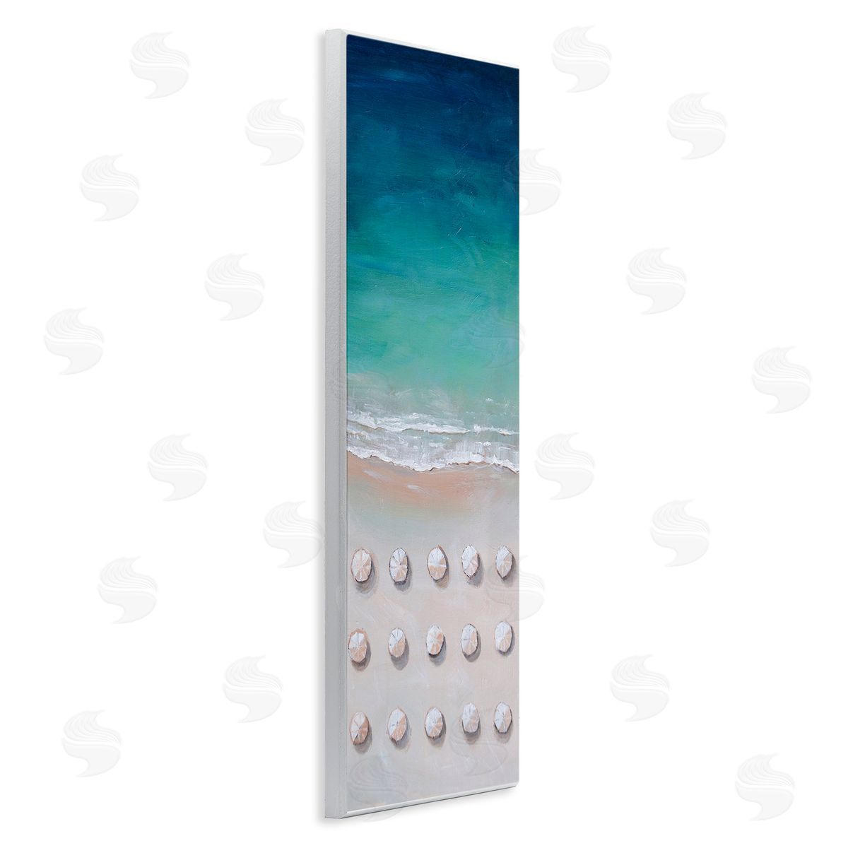 Aerial Umbrellas on Beach Coast Wood Plaque Wall Art, Home Decor by Lauren Jane