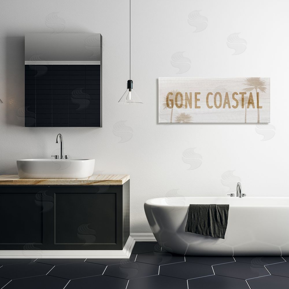 Stupell Studio Gone Coastal Beach Pun Funny Tropical Palm Trees