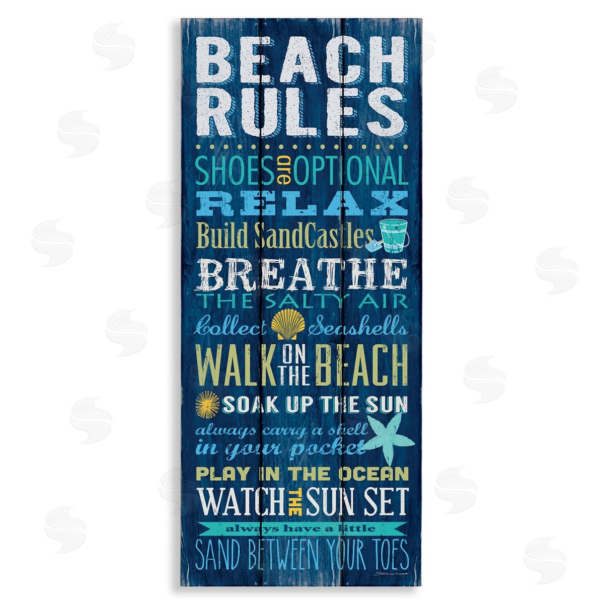 Blue Planked Beach Rules Sign Canvas Wall Art, Home Decor by Stephanie Workman Marrott