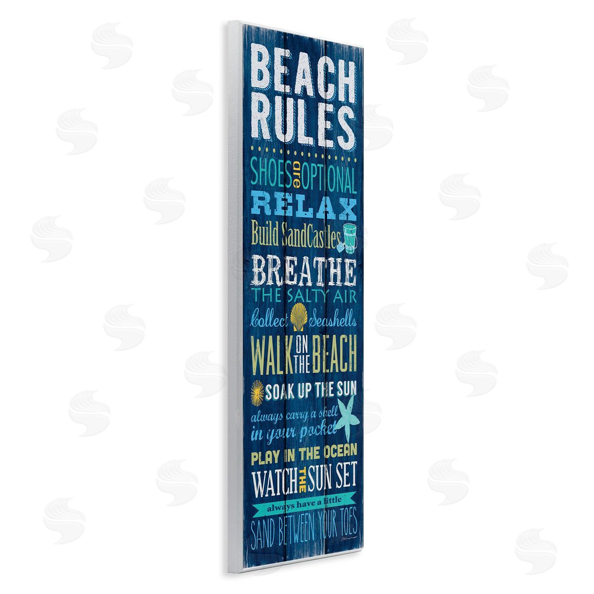 Blue Planked Beach Rules Sign Wood Plaque Wall Art, Home Decor by Stephanie Workman Marrott
