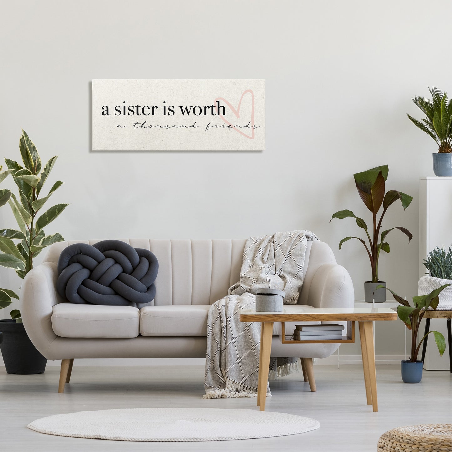 Sister Worth Thousand Friends Phrase Canvas Wall Art in Room, Home Decor by Stupell Studio