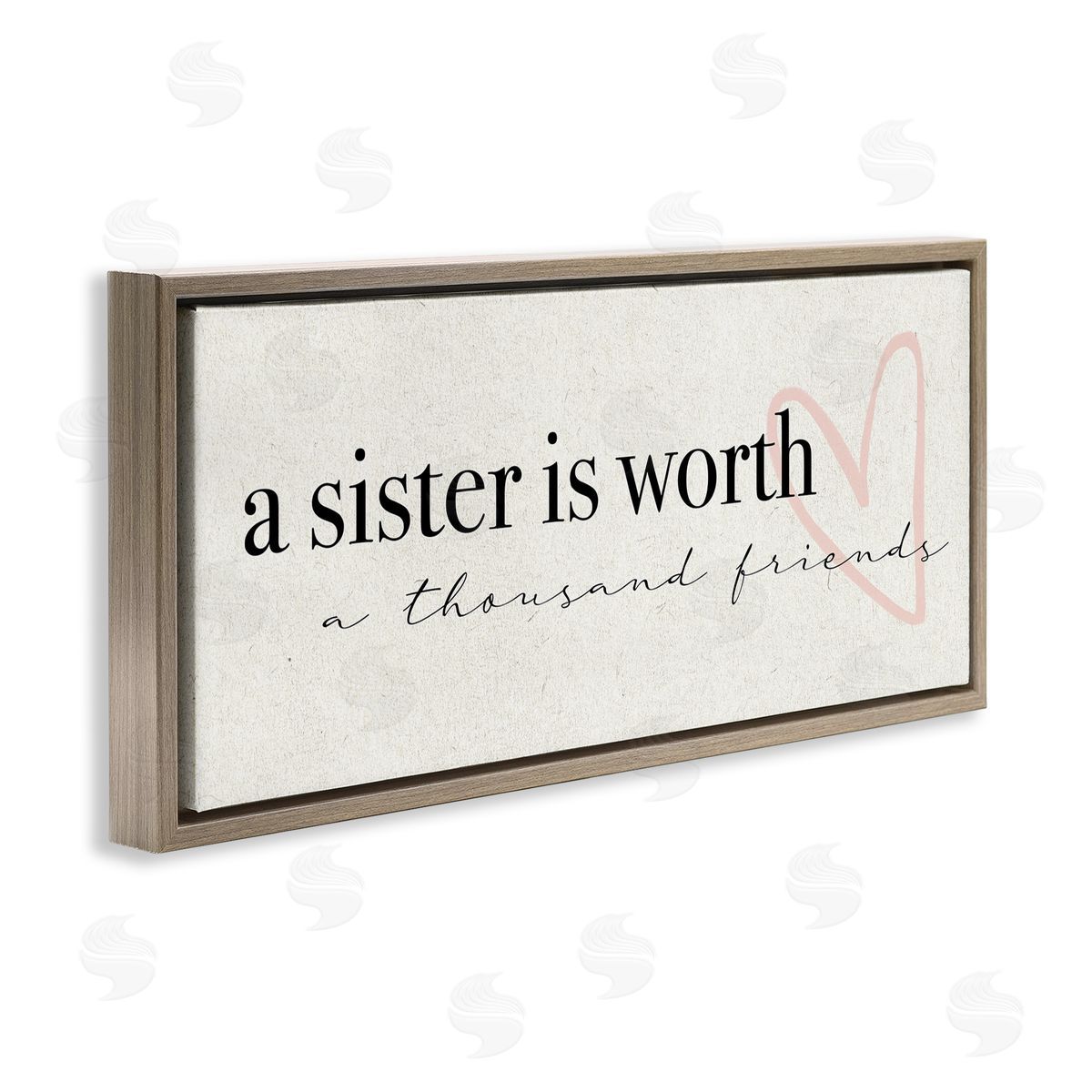 Sister Worth Thousand Friends Phrase Brown Floating Frame Canvas Wall Art, Home Decor by Stupell Studio