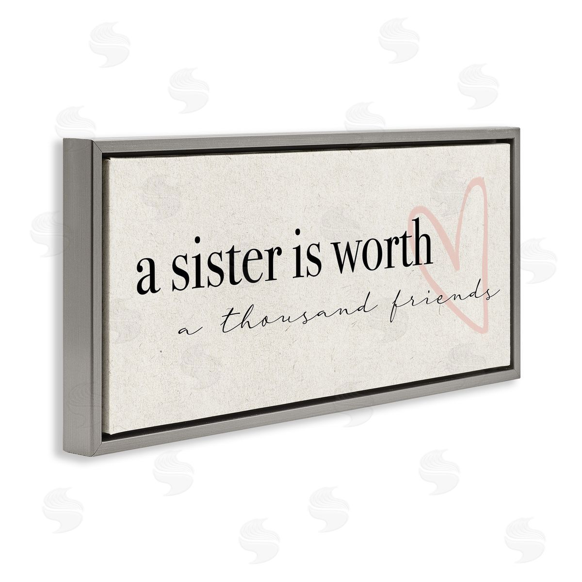 Sister Worth Thousand Friends Phrase Grey Floating Frame Canvas Wall Art, Home Decor by Stupell Studio