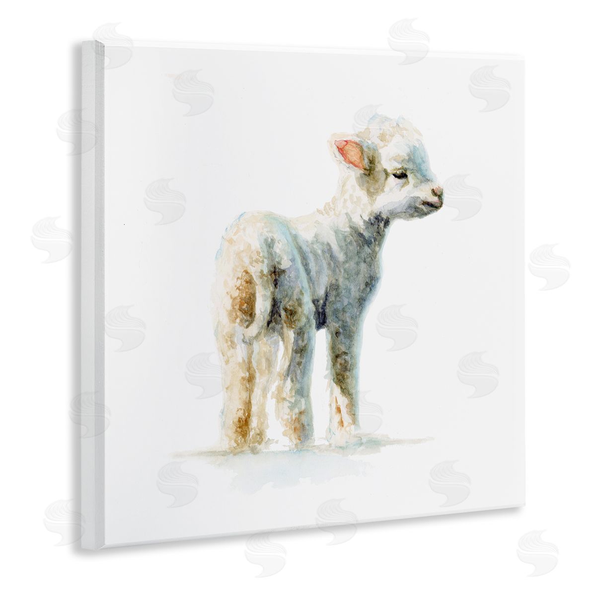 Fox Hollow Studios Shaggy Lamb Watercolor Painting Children's Nursery Animal Wooden Wall Plaque Art Print