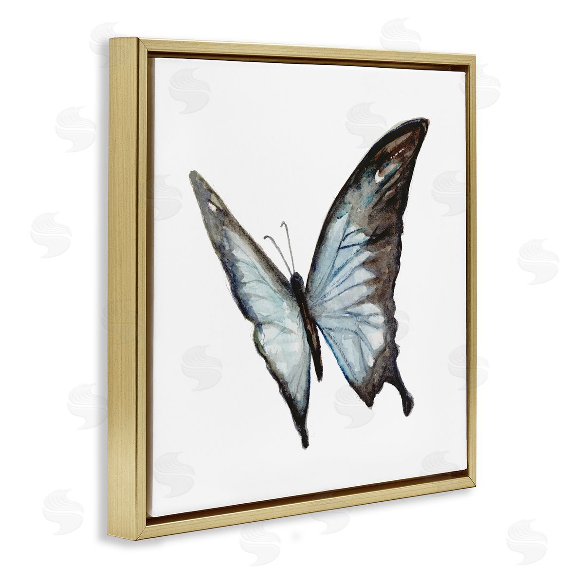 Fox Hollow Studios Ulysses Butterfly Children's Nursery Insect Watercolor Painting Gold Floating Frame Canvas Wall Art Print