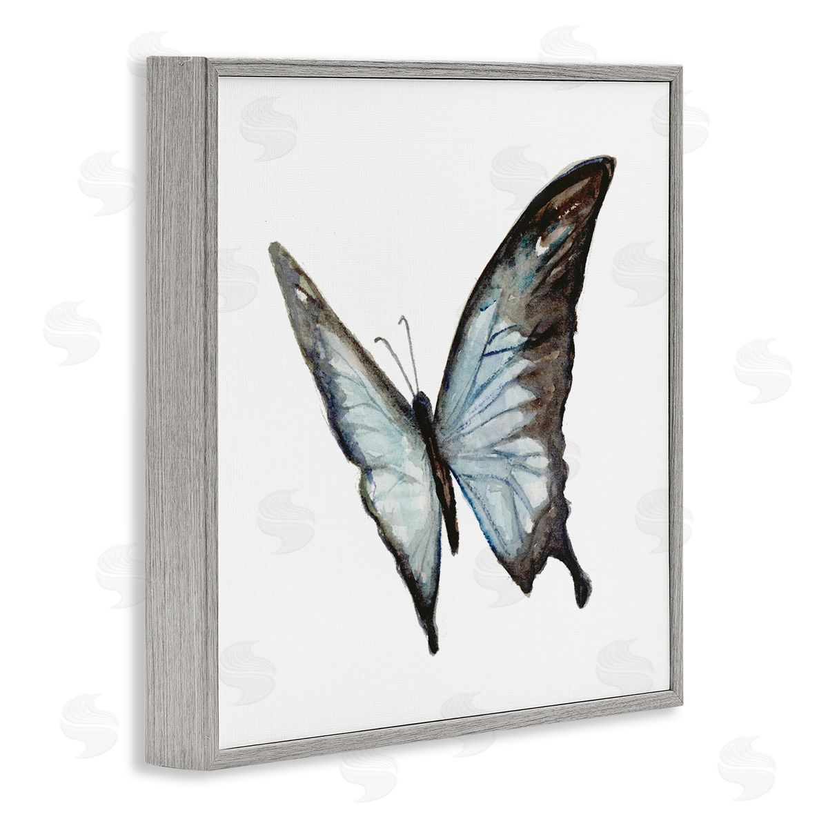 Fox Hollow Studios Ulysses Butterfly Children's Nursery Insect Watercolor Painting Gray Framed Glicee Wall Art Print