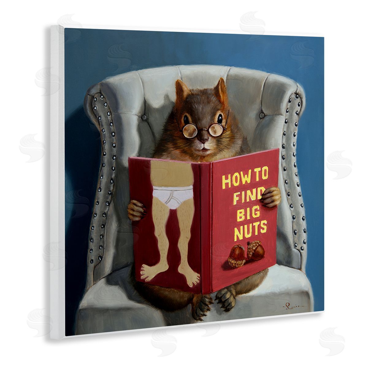 Squirrel Reading Sassy Book Wood Plaque Wall Art, Home Decor by Lucia Heffernan