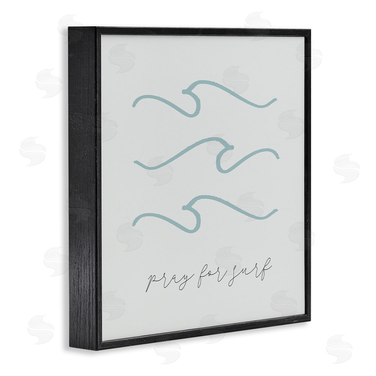 Stupell Studio Pray for Surf Nautical Beach Phrase Tranquil Waves Black Framed Glicee Wall Art Print