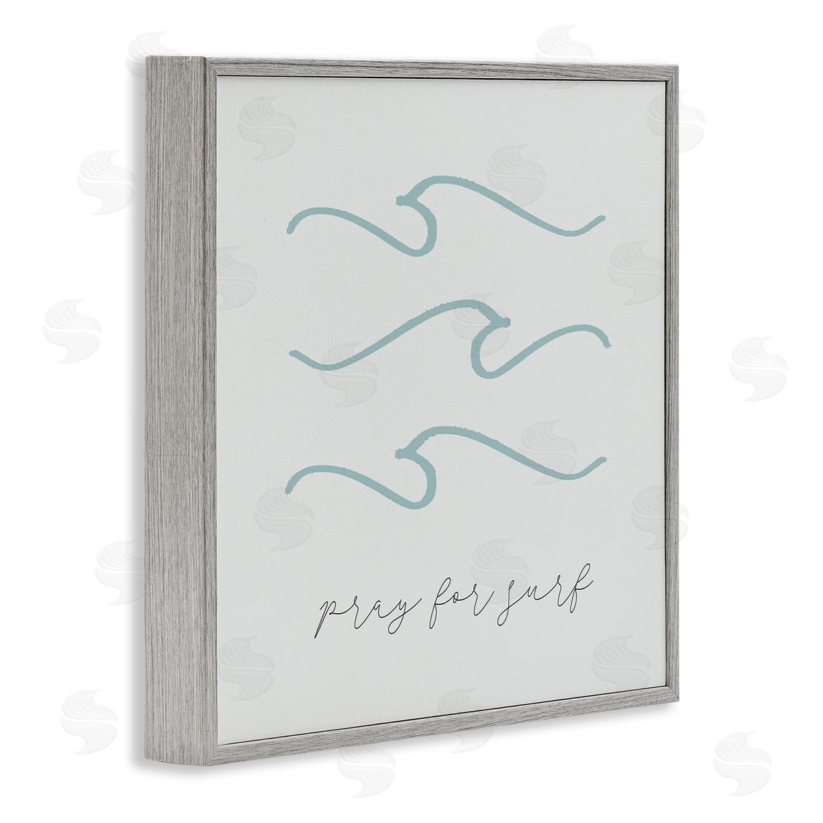 Stupell Studio Pray for Surf Nautical Beach Phrase Tranquil Waves Gray Framed Glicee Wall Art Print