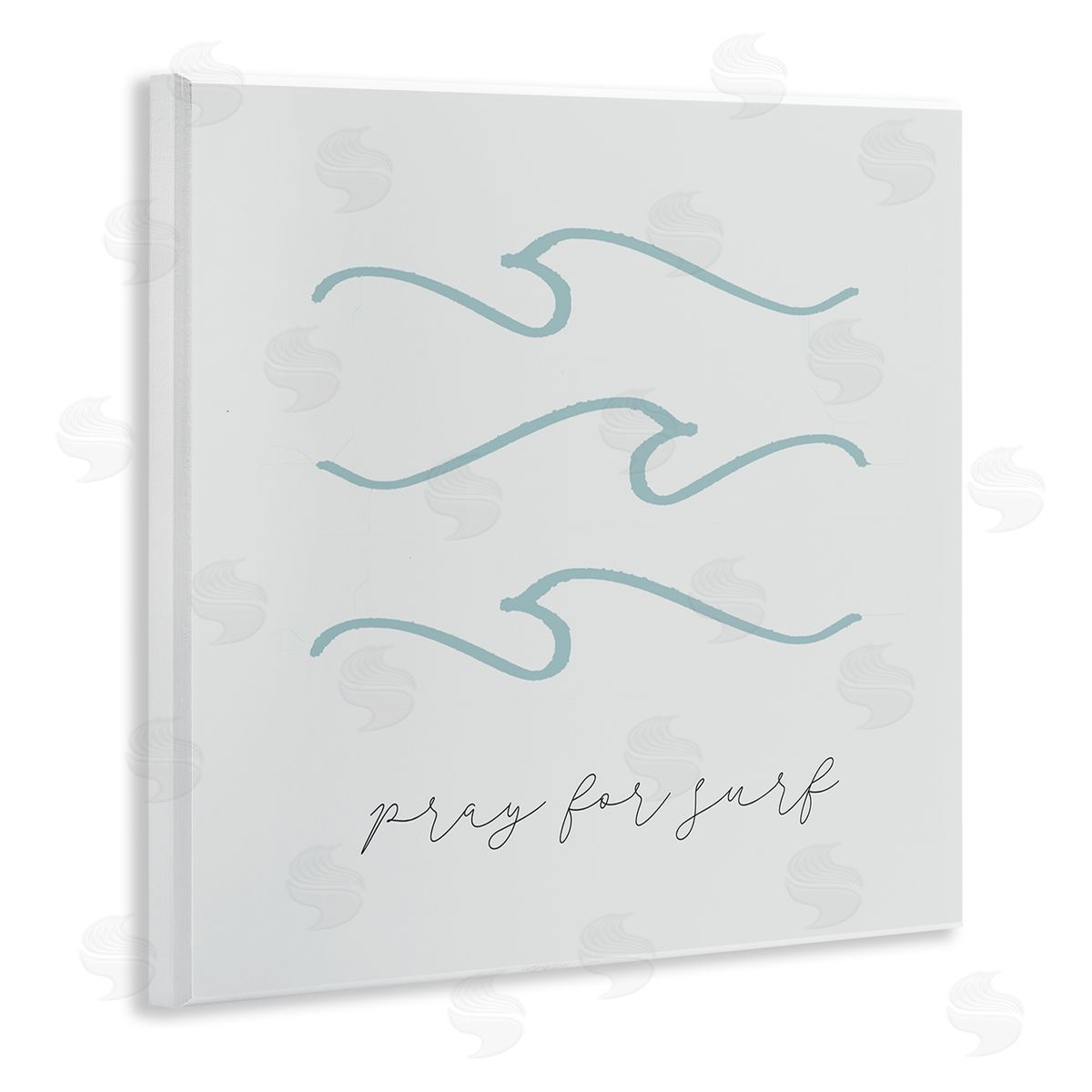 Stupell Studio Pray for Surf Nautical Beach Phrase Tranquil Waves Wooden Wall Plaque Art Print