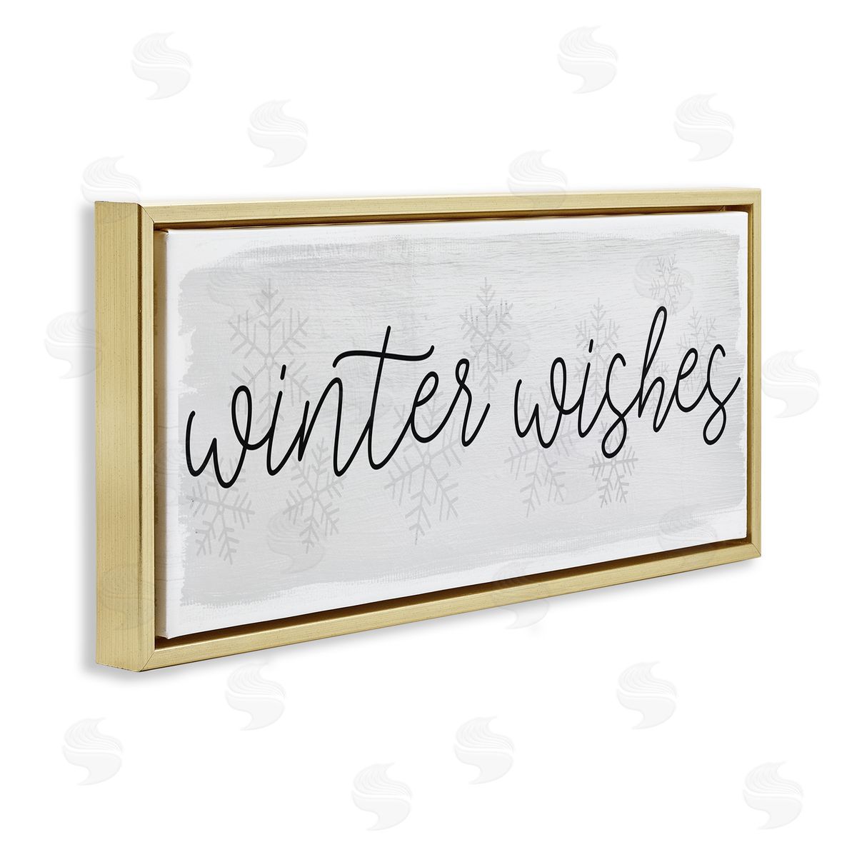 Winter Wishes Sentiment Gold Floating Frame Canvas Wall Art, Home Decor by Stupell Studio