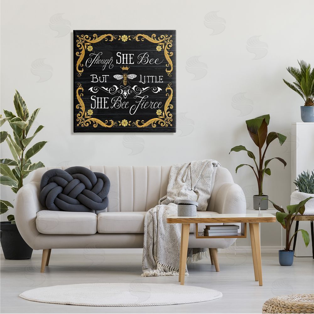 Deb Strain She Bee Fierce Female Motivational Phrase Vintage Pun Canvas Wall Art in Room