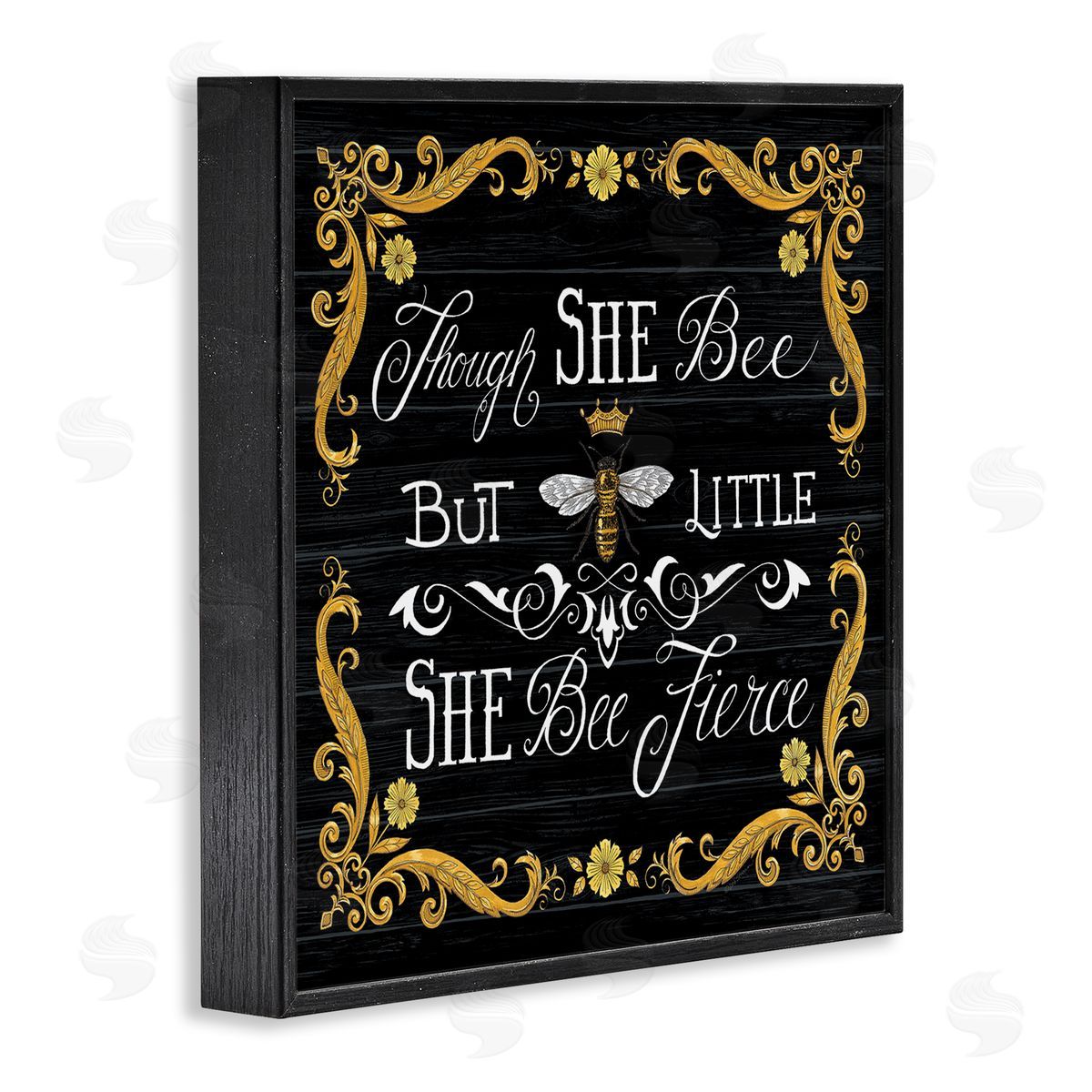 Deb Strain She Bee Fierce Female Motivational Phrase Vintage Pun Black Framed Glicee Wall Art Print
