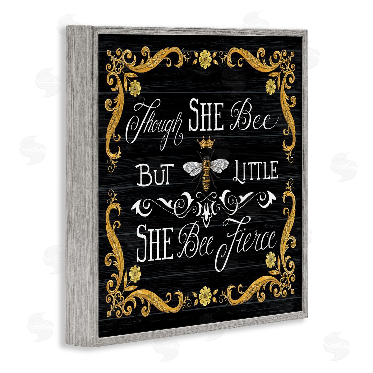 Deb Strain She Bee Fierce Female Motivational Phrase Vintage Pun Gray Framed Glicee Wall Art Print