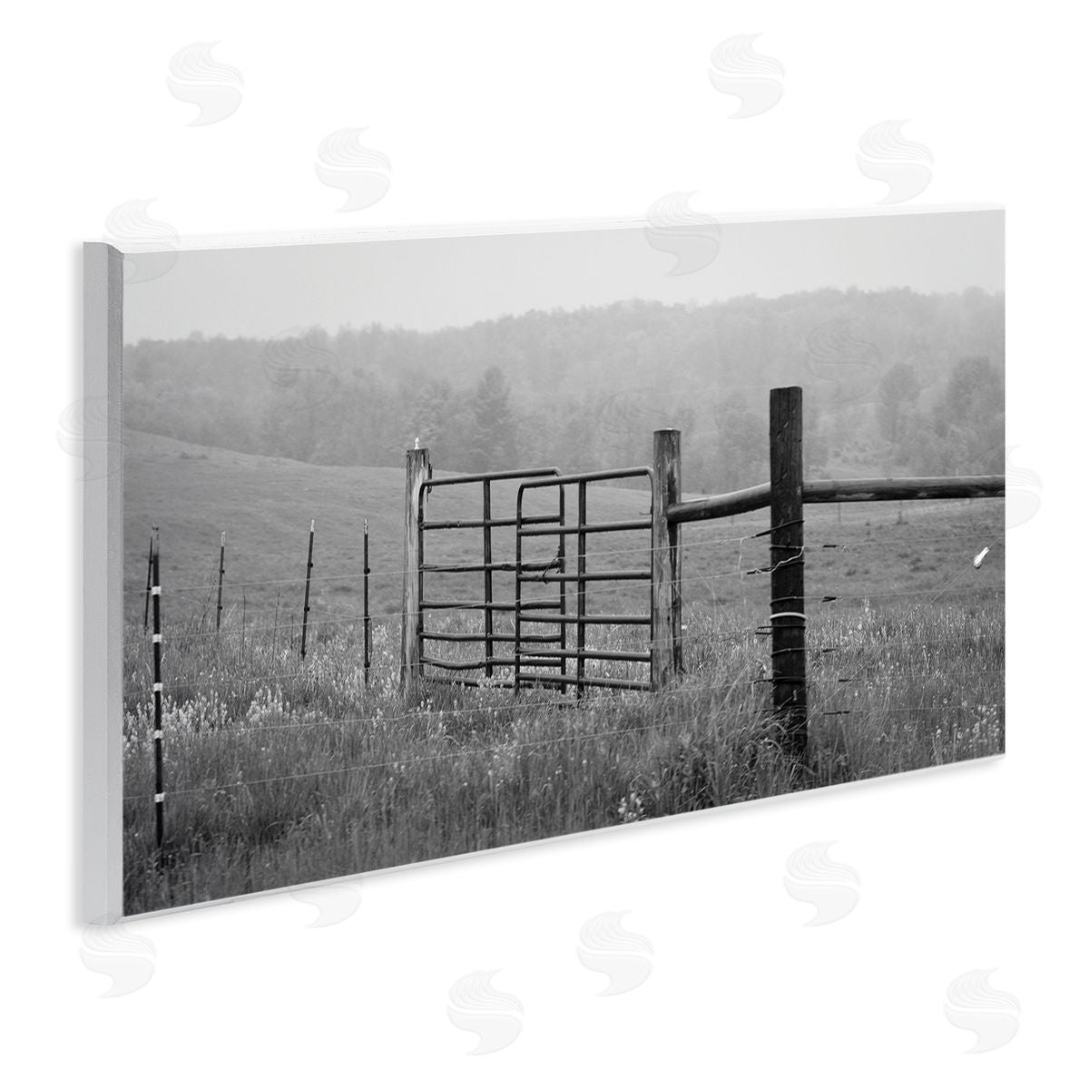 Countryside Farmland Front Gate Wood Plaque Wall Art, Home Decor by Nick Saez