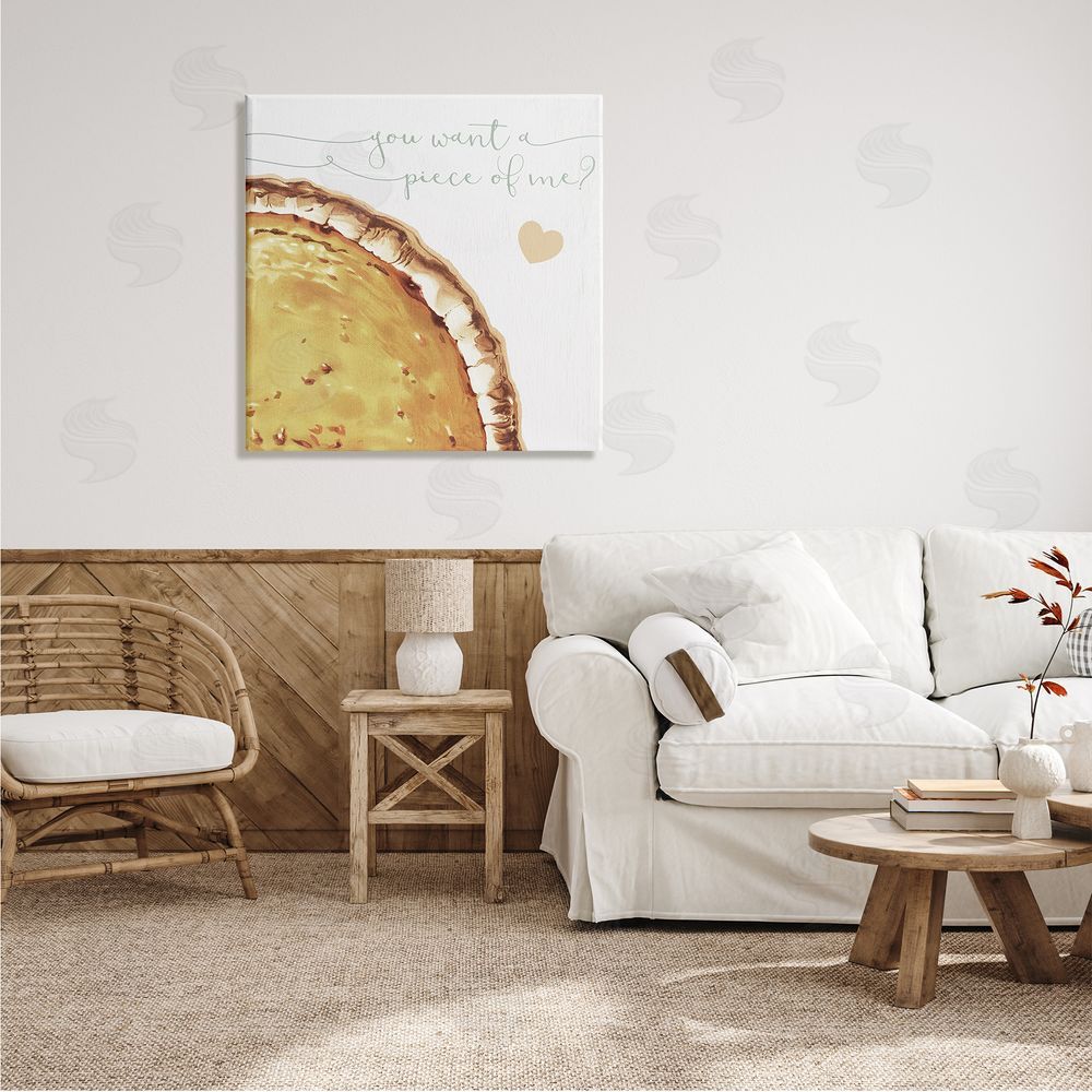 Stupell Studio Want a Piece Of Me Funny Pumpkin Pie Canvas Wall Art in Room