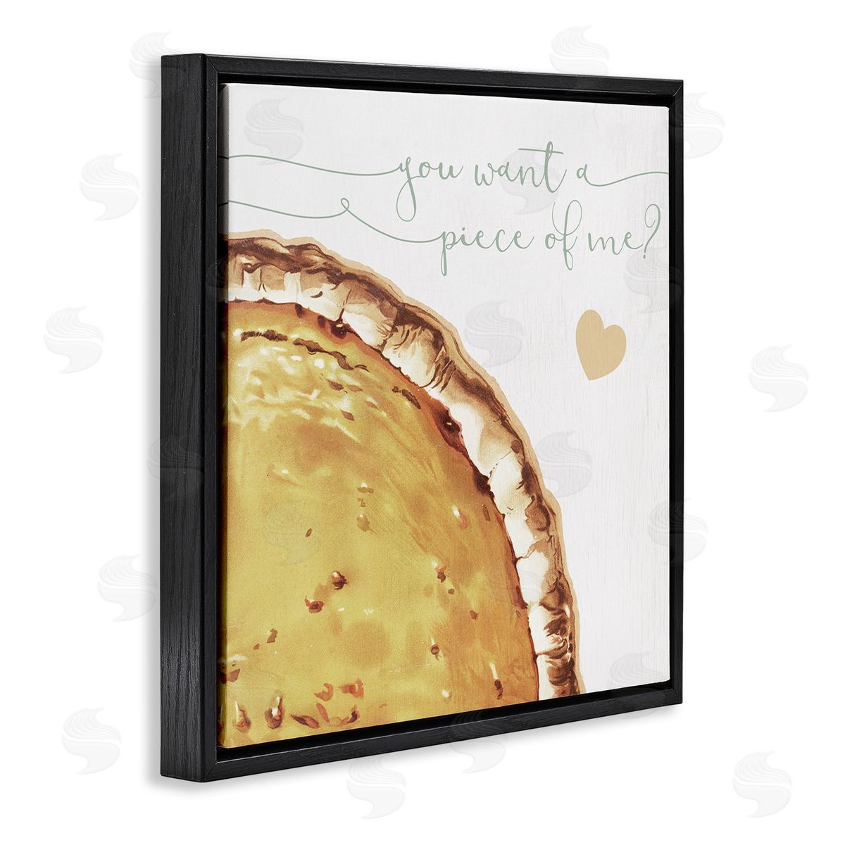 Stupell Studio Want a Piece Of Me Funny Pumpkin Pie Black Floating Frame Canvas Wall Art Print