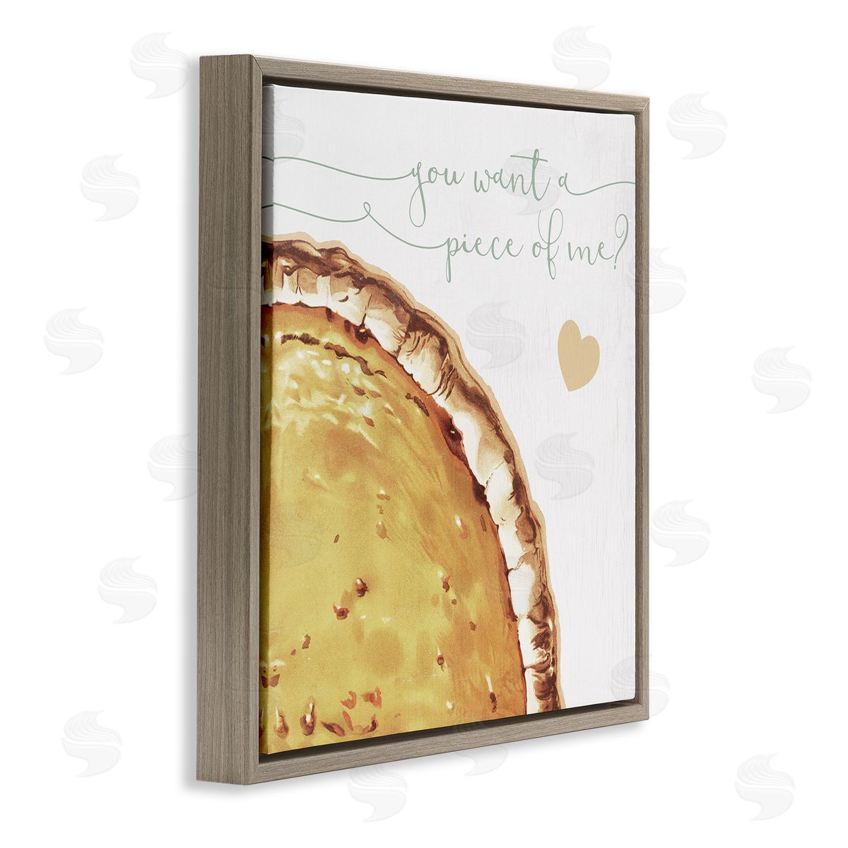 Stupell Studio Want a Piece Of Me Funny Pumpkin Pie Brown Floating Frame Canvas Wall Art Print