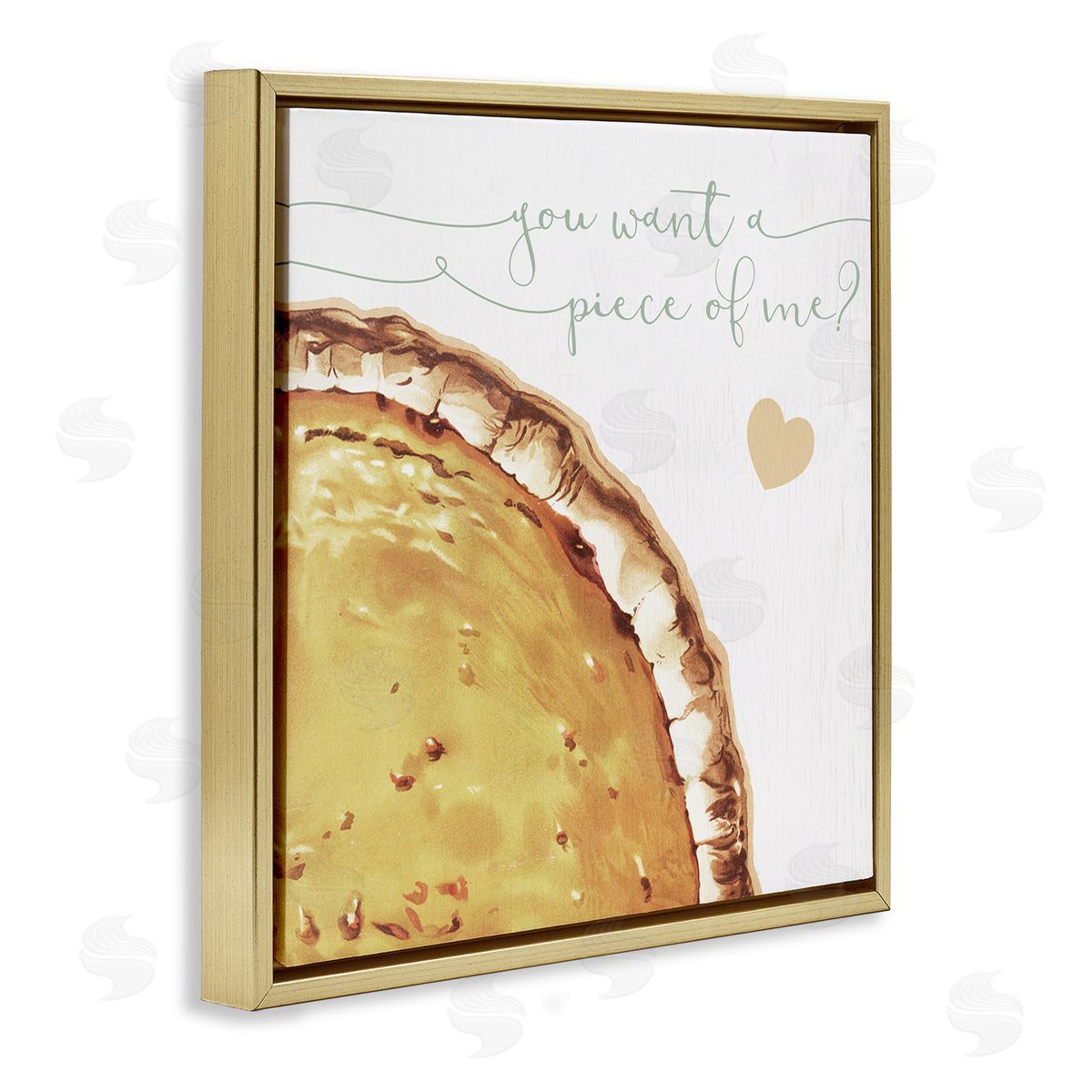 Stupell Studio Want a Piece Of Me Funny Pumpkin Pie Gold Floating Frame Canvas Wall Art Print