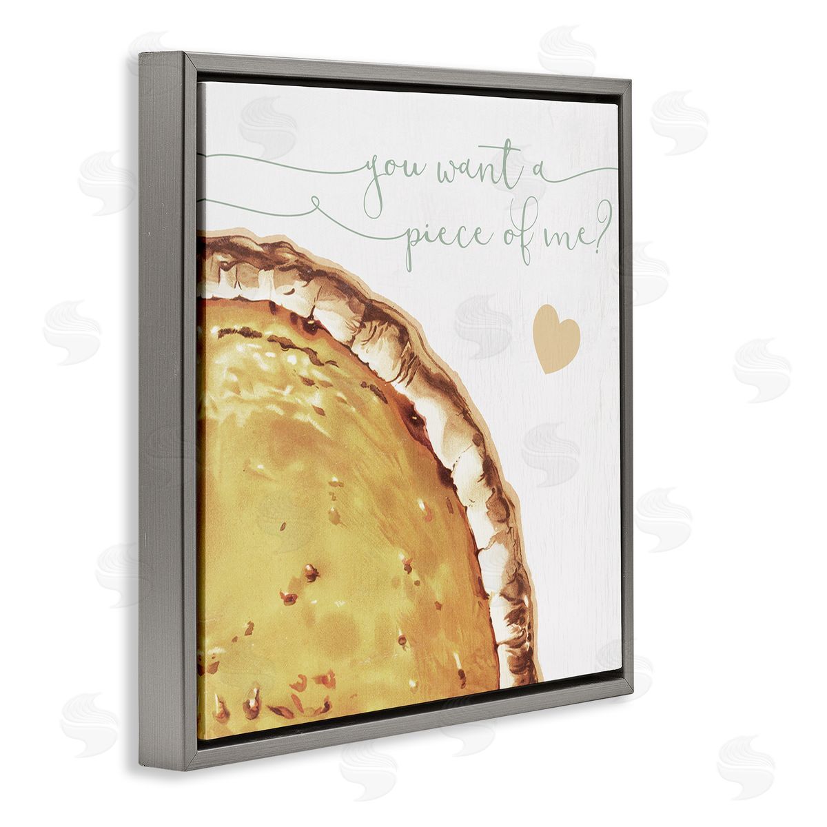 Stupell Studio Want a Piece Of Me Funny Pumpkin Pie Gray Floating Frame Canvas Wall Art Print