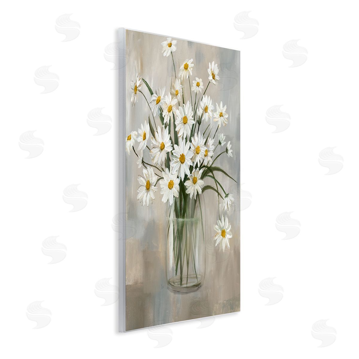 Potted Daisy Bloom Bouquet Wood Plaque Wall Art, Home Decor by Nan