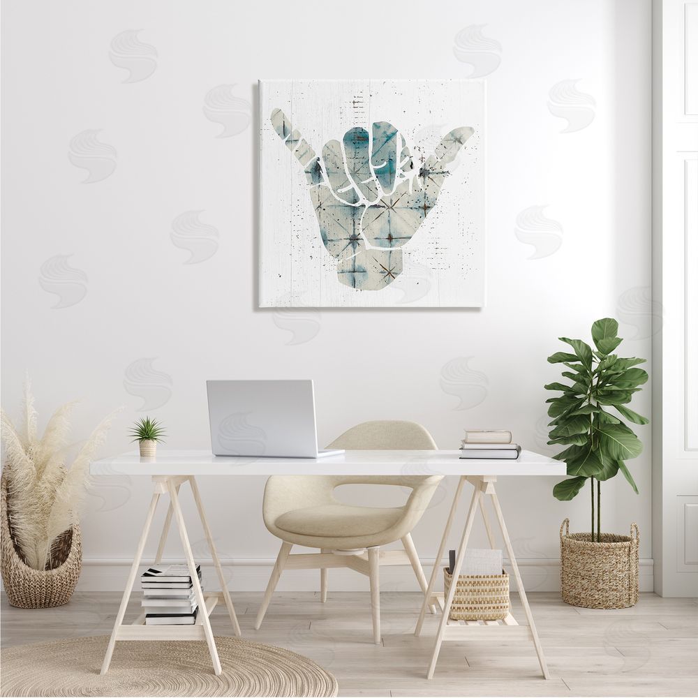 Stupell Studio Hang Loose Hand Sign Modern Abstract Pattern Canvas Wall Art in Room