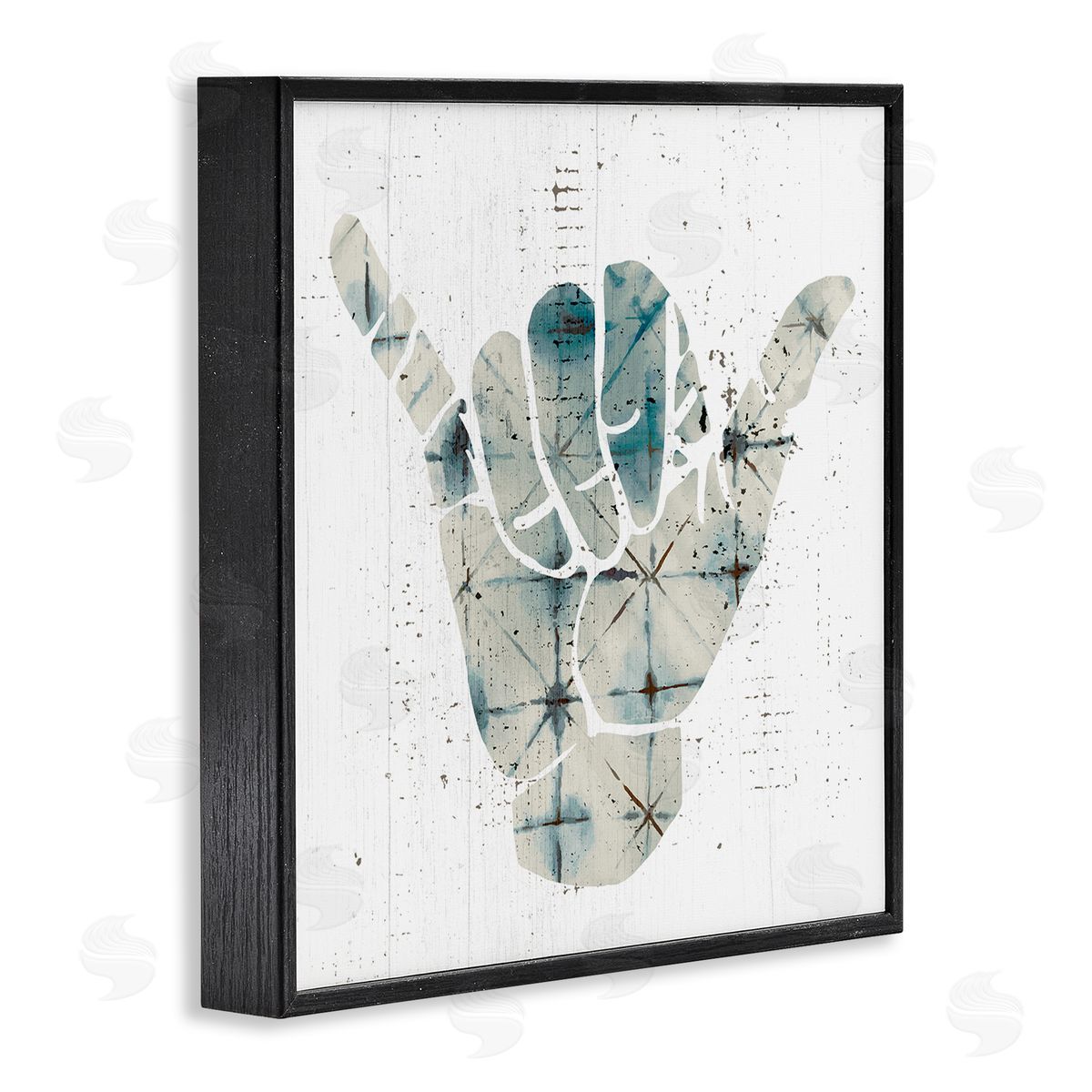 Stupell Studio Hang Loose Hand Sign Modern Abstract Pattern Black Framed Glicee Wall Art Print