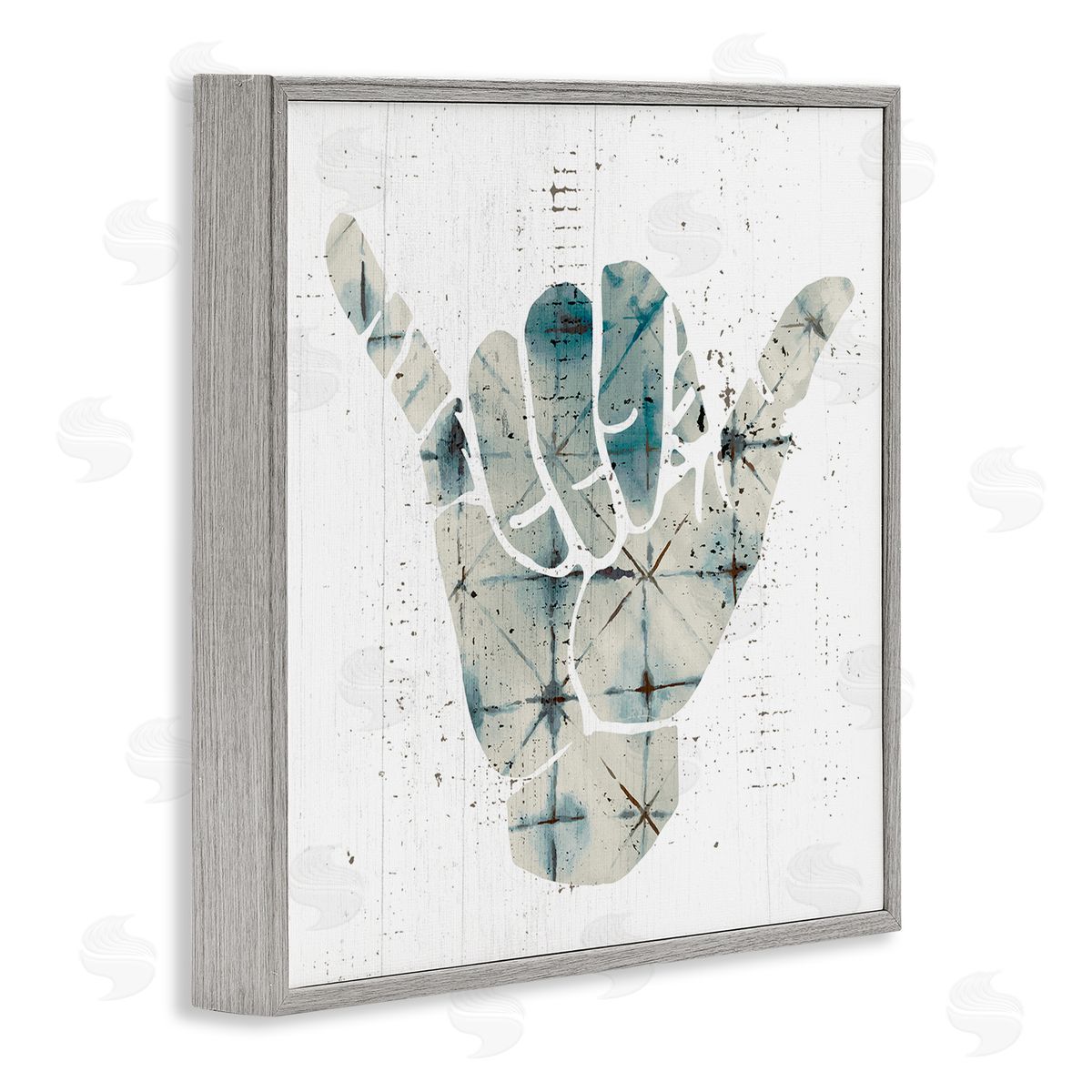 Stupell Studio Hang Loose Hand Sign Modern Abstract Pattern Gray Framed Glicee Wall Art Print